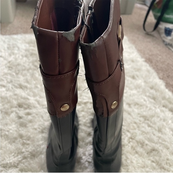 Tommy Hilfiger Black Tan Full Zip Riding Boots Size 6.5 - Picture 6 of 16